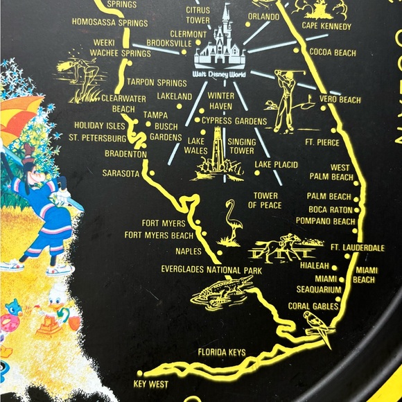 Vintage Walt Disney World Florida Souvenir Metal Tray - Picture 5 of 8